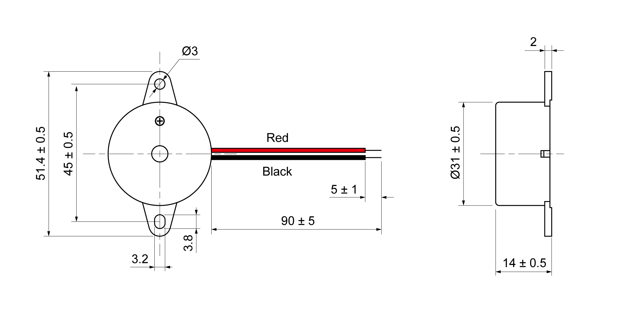 PB3114E-35S9W Mechanical Drawing